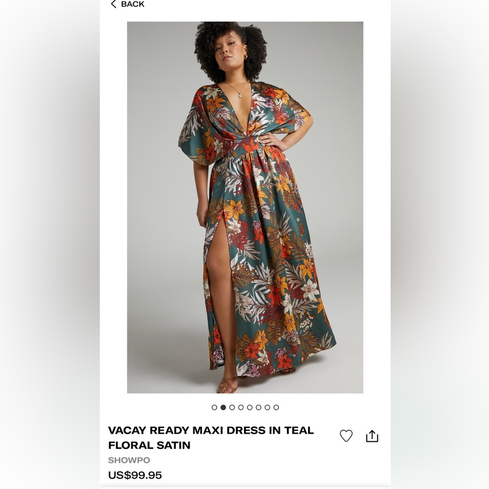 NWOT SHOWPO Satin Maxi Dress
